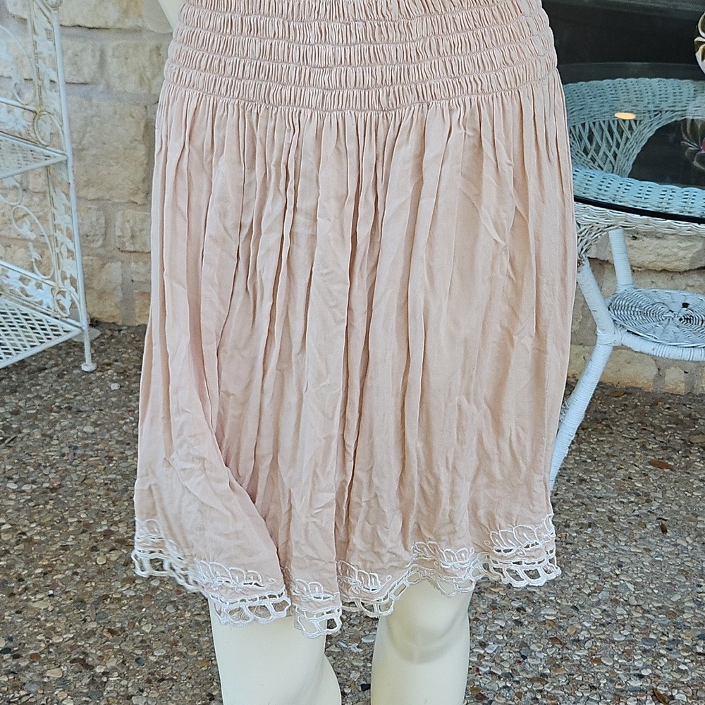 FLANNEL Brand Light Blush Lace-Trim Elastic Waist Sleeveless Summer Dress Size 1 - Picture 3 of 14